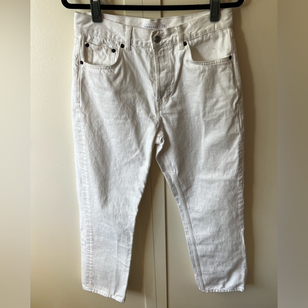 Topshop Women’s NWOT Dad White High Rise Relaxed Denim‎ Jeans Size 6